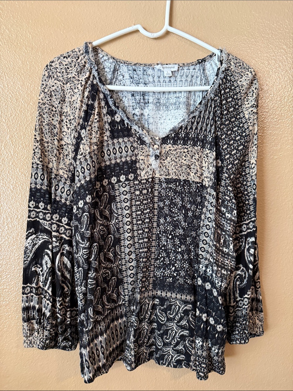 Westbound Patchwork Tunic - Black & Cream